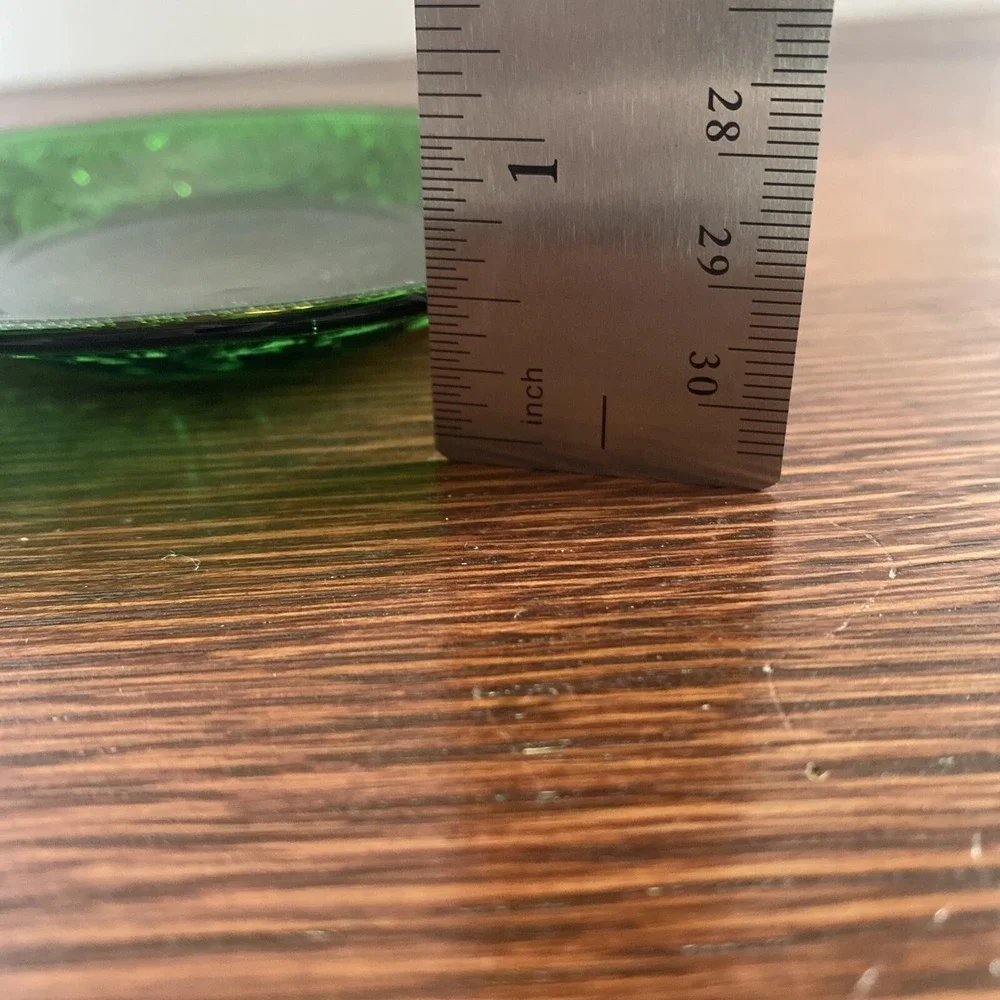 Anchor Hocking Glass Emerald Green Patterned Plate Liner Saucer 4.5 in‎ diameter